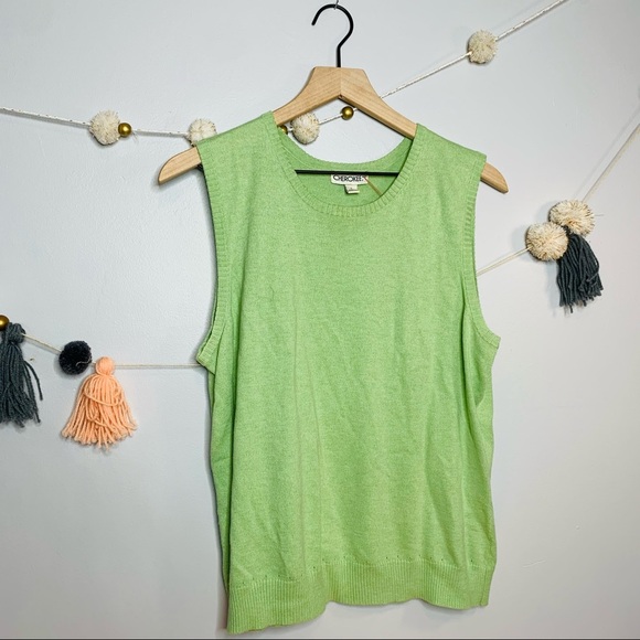 VINTAGE y2k preppy light green sweater vest - Picture 7 of 10